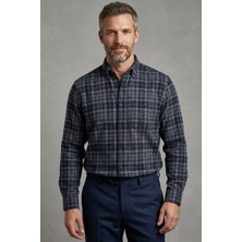 Torivalli Collection Kışlık Klasik Kesim Regular Fit Düğmeli Yaka Cepli Kaşmir Ekoseli Erkek Gömlek Tcke3