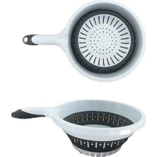 Mey İthalat 30,5 x 14 cm Katlanabilir Mutfak Süzgeci, Saplı ve Bulaşık Makinesinde Yıkanabilir