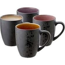 Mey İthalat Kaffee-Becher; Tassen Aus Steinzeug, Kaffeetassen Mit Henkel, Im Set (4 Stück), Zweifarbig, 30 cl