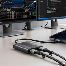 Mey İthalat Usb-C HDMI Adaptörü, 2 Harici Monitöre Ayrı Görüntü Çıkışı, 4K Video Çıkışı, Laptop ve Pc ile Uyumlu, 2 HDMI Çıkışı, Yüksek Hızlı ve Düşük Gecikmeli Bağlantı, Plug & Play ZR1268
