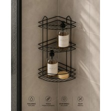 Suntel Üç Katlı Vidalı Banyo Köşe Rafı Duvar Montajlı Metal Düzenleyici