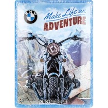Mey İthalat Retro Sac Levha, Bmw, Make Life An Adventure, Metal, Vintage Tasarım, 30 x 40 cm