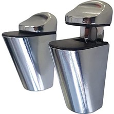 Mey İthalat BADEM10 Cam Ahşap Metal 4 Adet Pelikan Ayarlanabilir Etajer Tutucu Raf Tutucu Cam Etejeri Vidalı Krom
