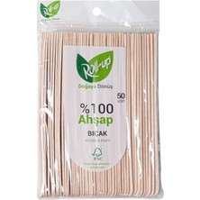 Mey İthalat Roll-Up Doğaya Dönüş Ekolojik Doğal Doğa DOSTU%100 Ahşap Bıçak - 16 Cm. - 50'li Paket