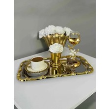 Çelik Büyük Baton Gold Çerçeveli 1 Adet Servis Tepsisi 17*33 cm