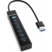 PrimeX Plus Primex PX-307 USB 3.0 Hub 7 Port Çoklayıcı, 25 cm Kablolu USB Çoklayıcı Hub, Laptop Masaüstü Pc Uyumlu, Klavye Mouse Flash Bellek ve USB Aygıtları Için