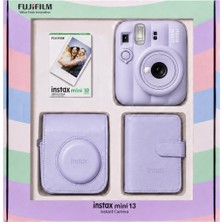 Instax Mini 13  Fotoğraf Makinesi 10'lu Film Kare Albüm ve Deri Kılıf Bundle Box