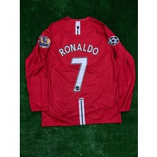 Belirtilmemiş Cristiano Ronaldo 2008 Sezonu Efsane Manchester United Kırmızı Renk Uzun Kol Nostalji Forma / Ronaldo Retro Forma