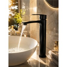 Siyah Çanak Lavabo Bataryası – Yüksek Gövdeli Modern Lavabo Musluğu Siyah