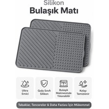 Evolis Kitchen 1ADET Antrasit Bulaşık Kurutma Matı Bulaşıklık Siyah - Su Tutmaz Bulaşık MATI(25CM-35CM)