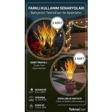 Eser Ticarett 2 Adet Solar Hindiba Bahçe Aydınlatması - Güneş Enerjili Çim, Saksı ve Balcon Dekoru Su Geçirmez Bakır Tel Işık Seti