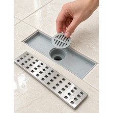 30 cm Paslanmaz Çelik Duş Gideri | Lineer Duş Kanal Gideri | Kare Izgara Süzgeç | Banyo Yer Gideri