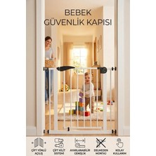 75-85 cm Bebek Güvenlik Kapısı Otomatik Kilit, Çift Emniyetli Beyaz Güvenli Ev Çocuk Güvenlik