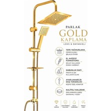 Premium Gold Robot Duş Sistemi Pirinç Gövde Kare Yağmurlama Duş Başlıklı Banyo Seti Altın