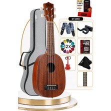 Midex PA-21M Kaliteli Ananas Gövde Maun Ağacı Soprano Ukulele Seti Pineapple Body