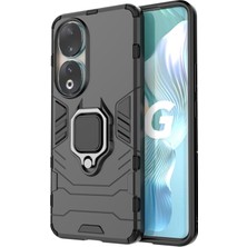 Happy Trend Honor 90 Batman Serisi Yüzük Standlı Armor Kılıf - Siyah AL3349