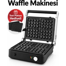 ByKurt Waffle Makinesi Tost Izgara Plakaları Hediyeli 180° Açılır