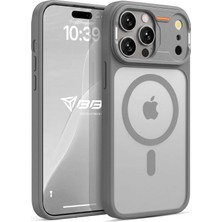 Happy Trend iPhone 16 Pro Için Kılıf Mat Şeffaf Magsafe Ile Uyumlu Premium Koruyucu Darbe Emici Silikon Kenarlı Kamera Korumalı (Gri)