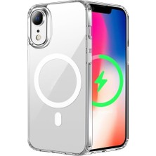 Happy Trend Iphone Xr Ile Uyumlu Yüksek Kalite Kablosuz Şarj Özellikli Silikon Telefon Kılıfı Şeffaf, Wireless Magsafe ile Uyumlu Silikon Kapak Şeffaf