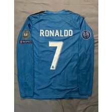 Belirtilmemiş Cristiano Ronaldo Turkuaz Renk 2018 Sezonu Uzun Kollu Nostalji Real Madrid Forma / Cristiano Ronaldo Real Madrid Retro Forma