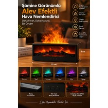 Yenilig Şömine Görünümlü Alev Efektli Hava Nemlendirici – Renkli LED Masaüstü Buhar Makinesi – 22 x 9 cm