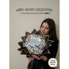 LED Işıklı Aynalı Siyah Beyaz Kelebek Buketi 'bu Senin Çiçeğin Aynadaki Benim Ayna Buket' Siyah-Beyaz LED Işıklı- Sevgililer Günü-Anneler Günü-Kadınlar Günü (Beyaz-Siyah)