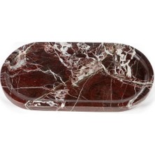 Deconore Rosso Doğal Mermer Oval Sunumluk Bordo (15X30 Cm)