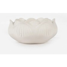 Deconore Lotus Seramik Çiçek Formlu Mumluk Beyaz (8x4 Cm)