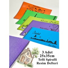 Limmy Resim Defteri Plastik Kapak 25 Yaprak 25X35 cm Orta Boy Telli Defter Pp Kapak - 3 Adet