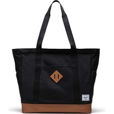 Hesrchel Heritage™ Tote | Su Itici Kumaş Omuz Çantası, 16" Laptop Uyumlu, 24.5 L Siyah - Bej