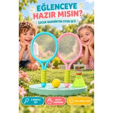 Open City Çocuk Badminton Tenis Seti 2 Raketli Toplu Plaj Bahçe Park Açık Hava Oyunu Spor ve Aktivite Oyuncağı