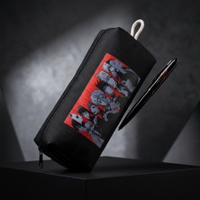 Bybag "jujutsu Kaisen" Anime Karakter Baskılı Siyah Kalemlik | Su Geçirmez Impertex Kumaş | Okul & Ofis Kalem Çantası