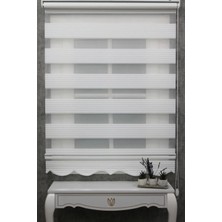 Bigpazar Ekru (Kırık Beyaz) Geniş Pliseli Etek Dilimli Zebra Stor Güneşlik Perde Alüminyum Kasa