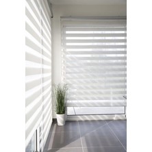 Bigpazar Beyaz Bambu Ithal Kumaş Zebra Stor Perde Etek Dilimsiz