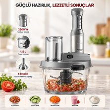 Karaca Turbo Fonksiyonlu 2500 W Cam Hazneli Blender Seti, 1,5 L Doğrayıcı, 1,2 L Smoothie Kabı, Paslanmaz Çelik Rende ve Dilimleyici + Tartı