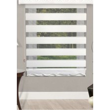 Bigpazar Geniş Pliseli Beyaz Zebra Stor Perde