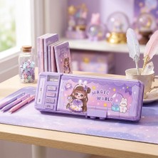 Mj Toys Sanrio Kawaii Sevimli Magic World Çok Fonksiyonlu Şifreli Kalem Kutusu (Mor) Kuromi Kalemlik Sanrio Kore Tarzı