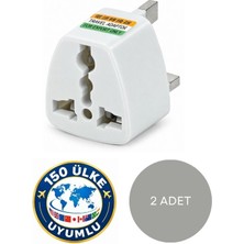 Gümrük Bey Seyahat Adaptörü, Priz Çevirici 150 Ülke Uyumlu Universal 2/3 Uçlu 2 Adet Priz Dönüştürücü