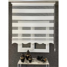 Bigpazar Beyaz Geniş Pliseli Zebra Stor Perde Etek Dilimli (Alüminyum Kasa+Etek Dilimi Hediye
