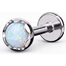 Munels Titanyum Opal Taşlı Tragus Piercing - Flat, Helix, Lobe Piercing