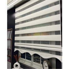 Bigpazar Beyaz Renk Etek Dilimli Ithal Bambu Zebra Stor Güneşlik Perde Yüksek Kalite