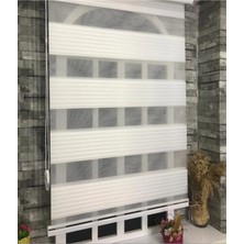 Bigpazar Pliseli Zebra Stor Perde Ekru (Kırık Beyaz) Ithal Bambu Güneşlik Alüminyum Kasa