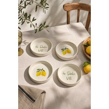 Papart Vita Limon 4 Parça 13 cm Handmade Seramik Çerezlik & Sosluk Kase Kahvaltılık Sunumluk