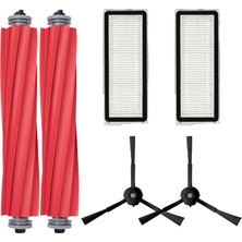 Voli Roborock Q Revo MaxV , QRevo Pro / S / Plus Uyumlu 2 Adet Ana Fırça 2 Hepa Filtre 2 Siyah Yan Fırça