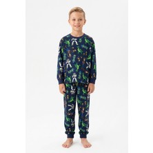 Pistyle Garson Erkek Çocuk Karakter Baskılı %100 Pamuk Reaktif Boyama Süprem Kumaş Uzun Kollu Pijama Takımı