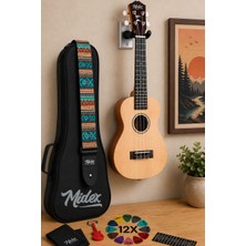 Midex CT-24NT Kaliteli Natural Concert Sedef Işlemeli Ukulele Seti