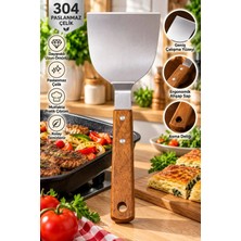 Senz Ahşap Saplı 304 Kalite Paslanmaz Çelik Küçük Boy Spatula Börek Hamburger Tatlı Kazıcıyı Baklavacı Spatula