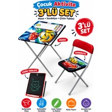 Giffy Oyuncak Çocuk Masa Sandalye Çizim Tableti 3’lü Set Katlanabilir Aktivite Çalışma Masası Sandalyesi Yazı Tahtası