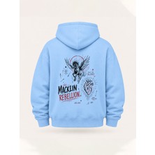 Macklin Unısex Kadın Erkek Oversize Rebellion Tasarım Baskılı Kapüşonlu Sweatshirt Hoodie