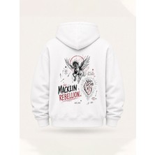 Macklin Unısex Kadın Erkek Oversize Rebellion Tasarım Baskılı Kapüşonlu Sweatshirt Hoodie